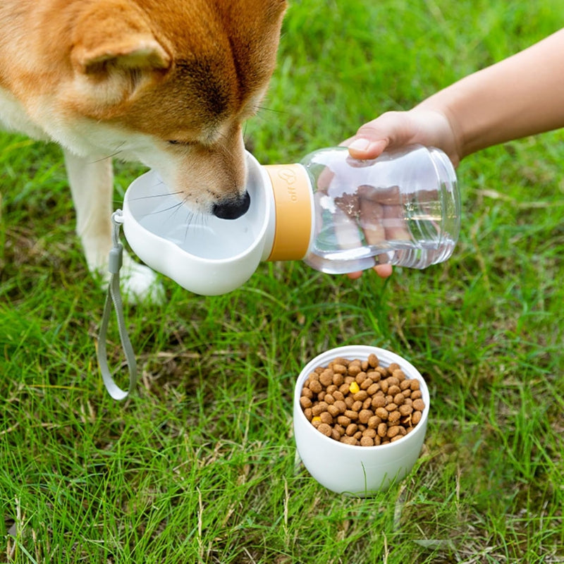 PawGo dog water and food bottle close-up of rotary switch – zero waste water return design
