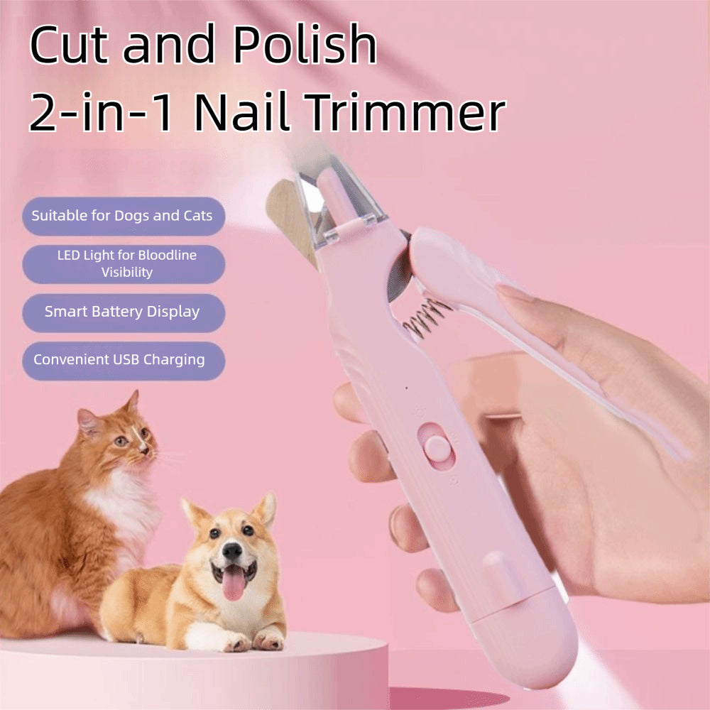 2-in-1 LED pet nail clipper and grinder for cats and dogs