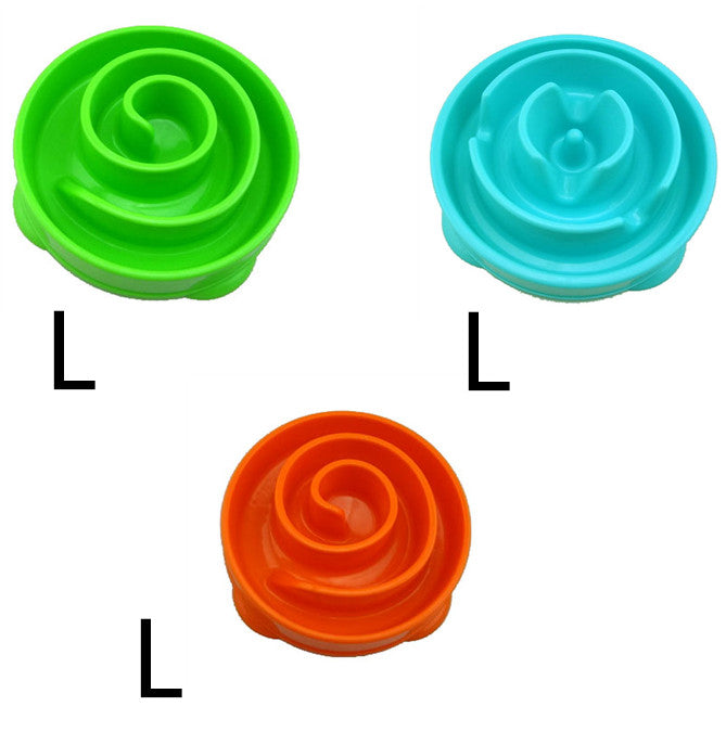 3 Colours PacePaw slow feeder pet bowl set large — blue green orange 3-bowl set for dogs top view

