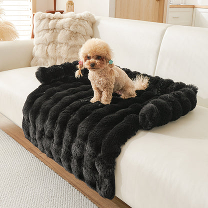 Black CloudNest thermal pet mat – 75×75cm bold classic non-slip plush mat
