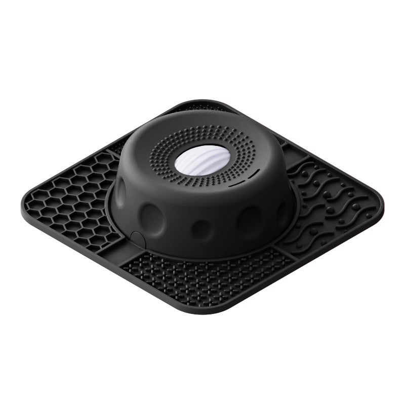 Black SlowSip silicone lick bowl Conventional enlarged for large dogs — non-slip slow feeder on floor

