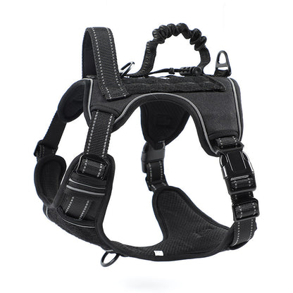 Black TactiPet no-pull tactical harness – military-grade nylon, S to XL