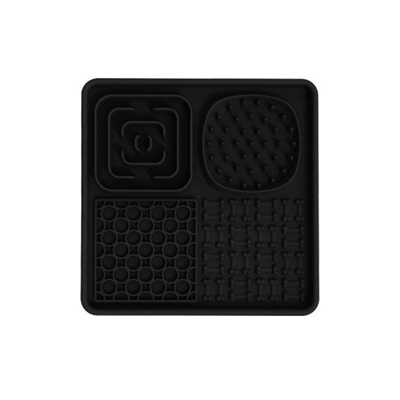 Black square PawPace slow feeder mat – 20×20cm for small to medium dogs