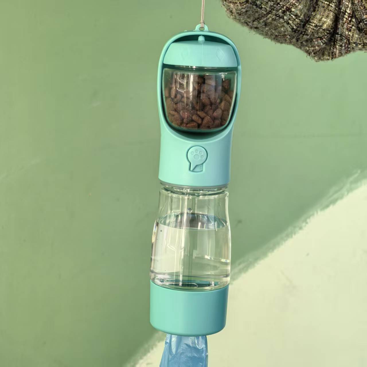 Blue 3-in-1 pet travel cup and feeder – compact BPA-free pet travel bottle