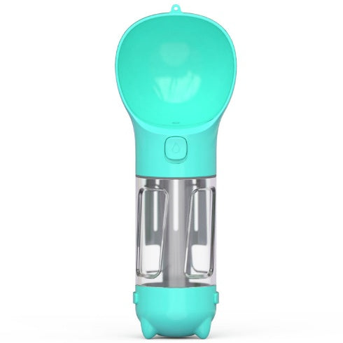 Blue 300ml PawSip pet water bottle with built-in drinking tray, ideal for dogs and cats on walks