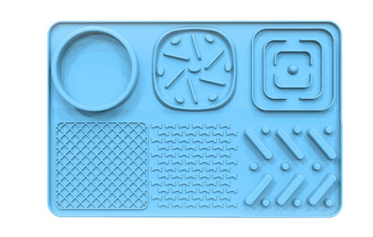 Blue PawPace slow feeder silicone lick mat with non-slip suction base