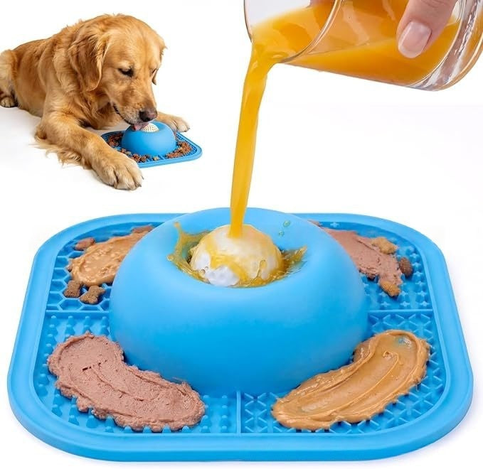 Blue SlowBowl pet slow feeder bowl for dogs and cats — front view food-safe resin everyday feeding bowl

