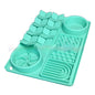 Blue and green dual-tone LickLux Pro slow feeder mat – teal blend silicone lick mat