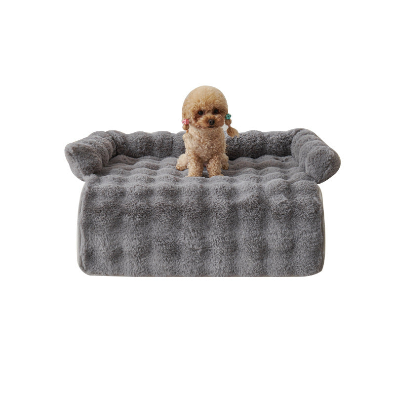 Cat or dog resting on CloudNest thermal plush pet mat – thickened thermal core
