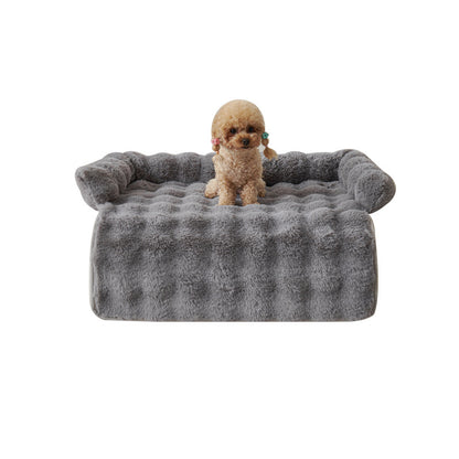Cat or dog resting on CloudNest thermal plush pet mat – thickened thermal core
