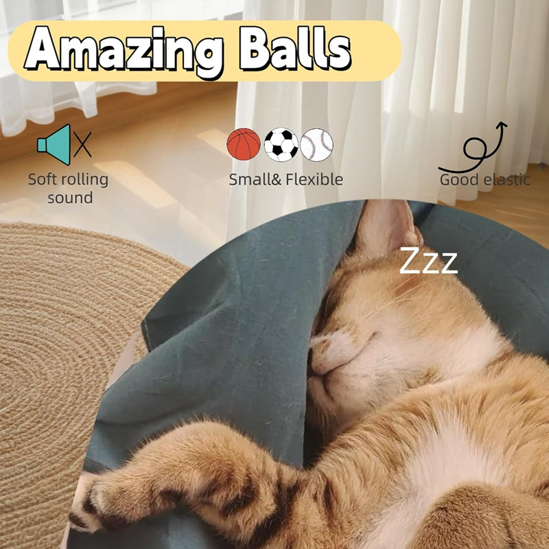 Cat playing with PurrPlay bouncy balls – stimulating pet toy for cats