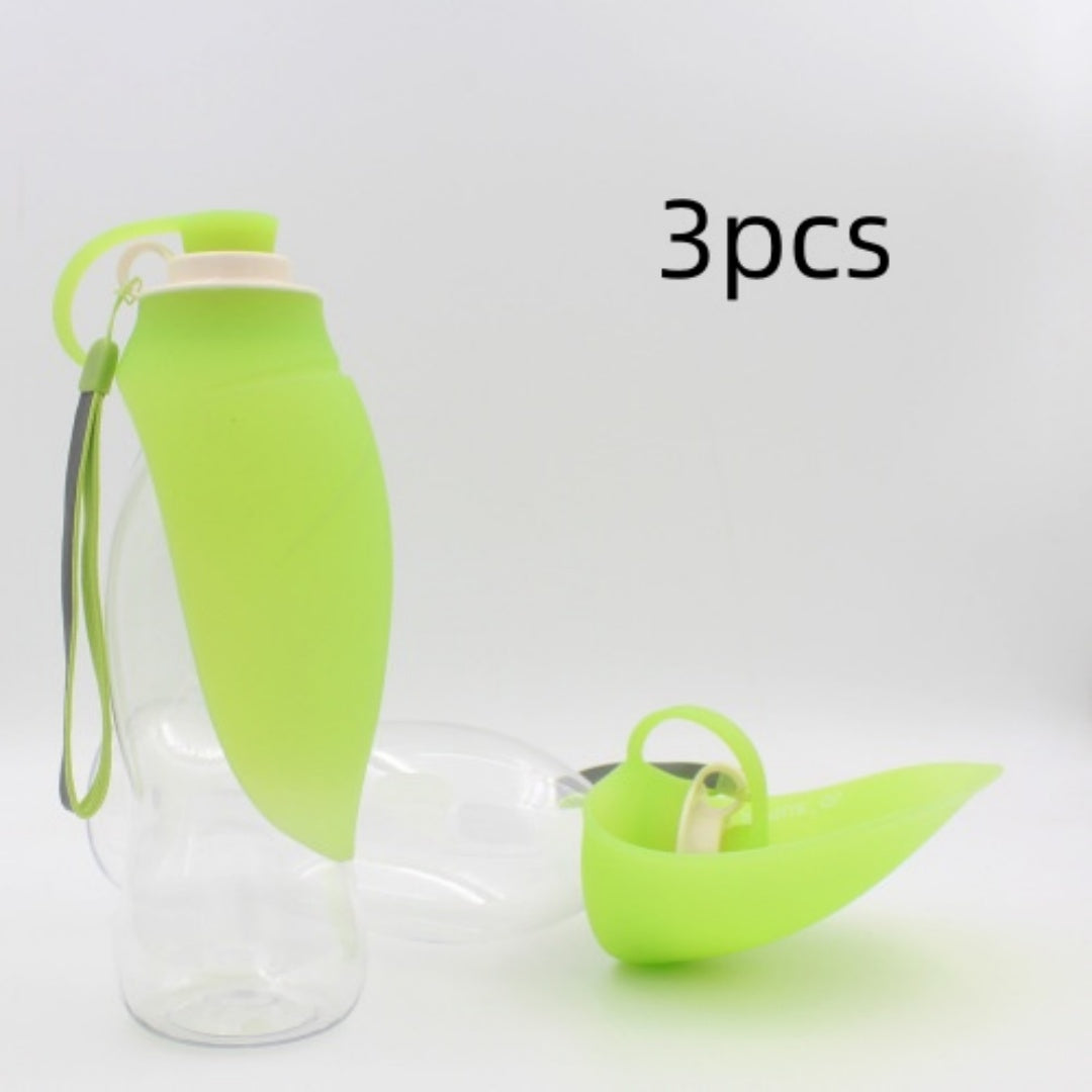 Close-up of FlipSip leak-proof flip lid mechanism on portable pet water bottle for outdoor use