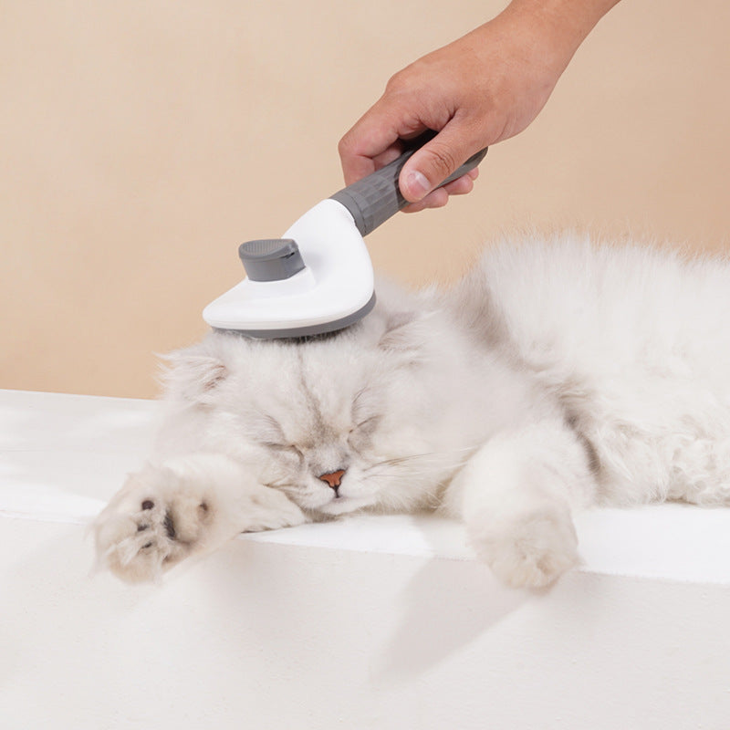Close-up of GroomPro grooming brush fine stainless steel pins with rounded safety tips for cats and dogs

