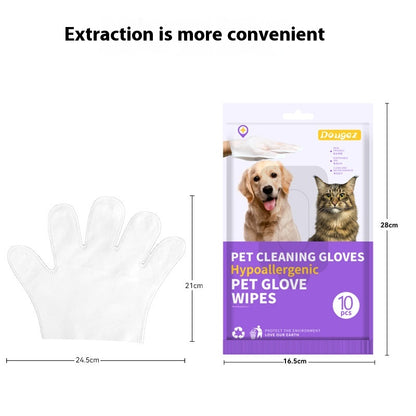 Close-up of PawWipe pre-moistened pet cleaning glove — soft non-woven fabric with deodorising formula

