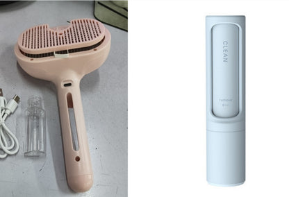 Close-up of angled slicker bristles on mist spray pet grooming brush