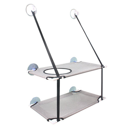 Close-up of industrial-strength suction cups on window cat hammock