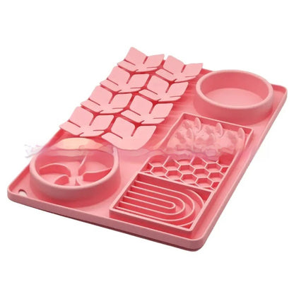 Crystal rose pink LickLux Pro slow feeder mat – BPA-free food-grade silicone