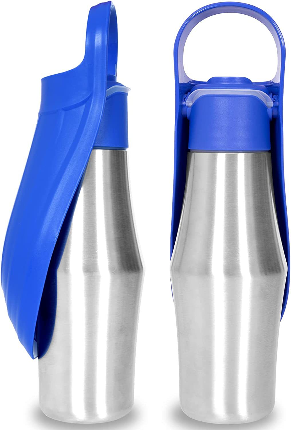 Dark blue AquaLeaf 750ml stainless steel pet water bottle leak-proof and lightweight for outdoor pet travel