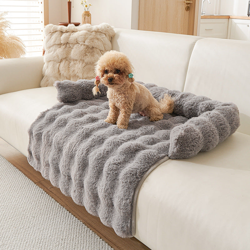 Dark gray CloudNest thermal pet mat – 75×75cm plush non-slip surface
