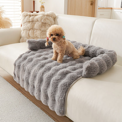 Dark gray CloudNest thermal pet mat – 75×75cm plush non-slip surface
