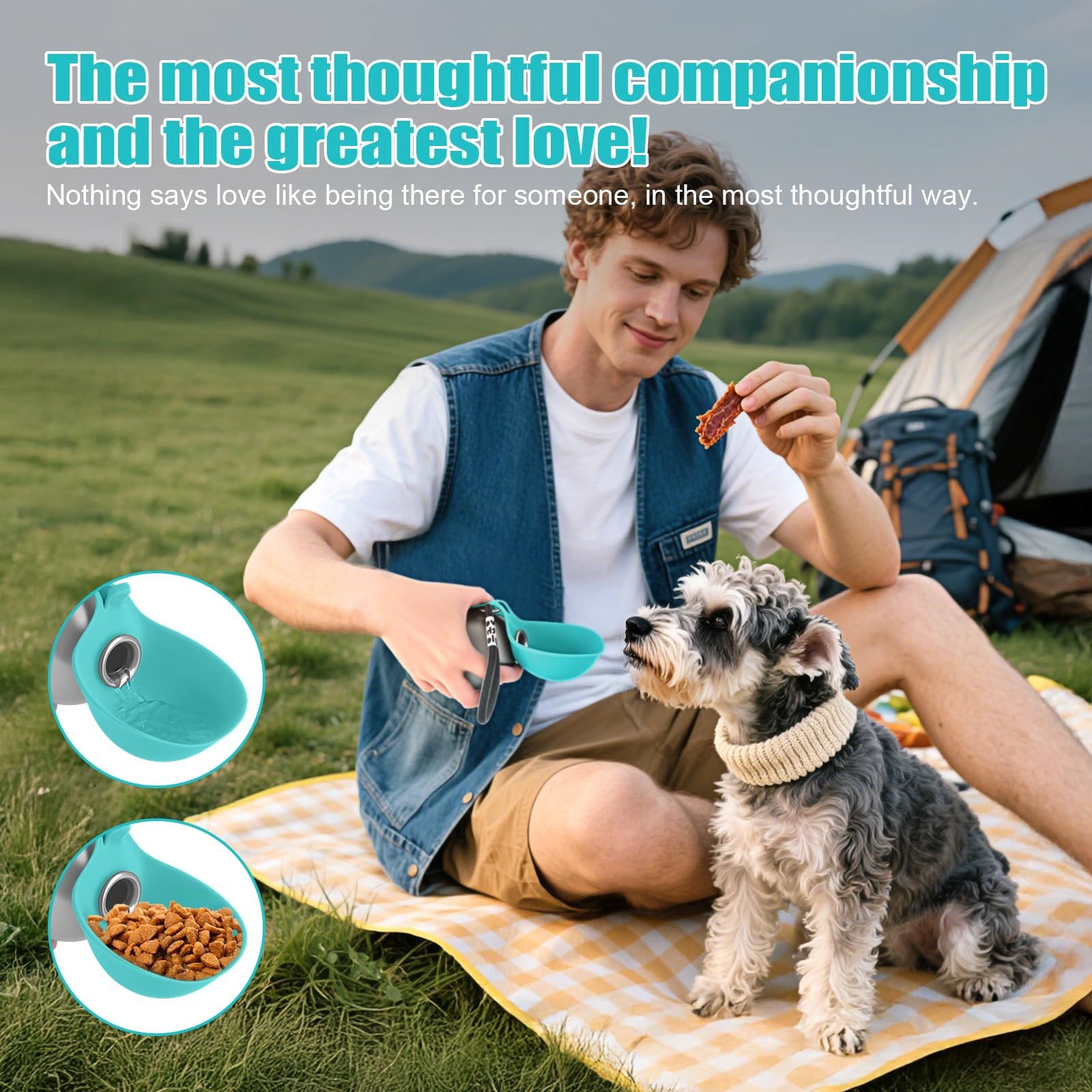 Dog water bottle showing dishwasher-safe food-grade stainless steel construction