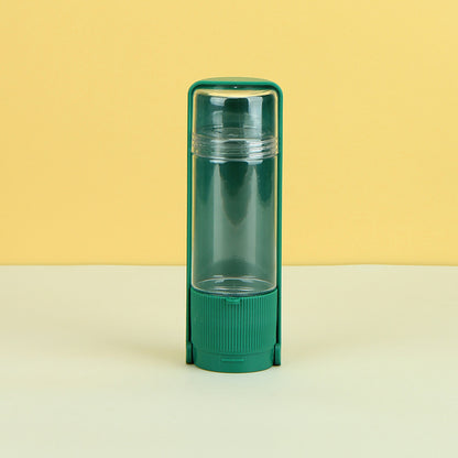 Food-grade HIPS material close-up of SipSnack pet water bottle showing durable drop-resistant construction