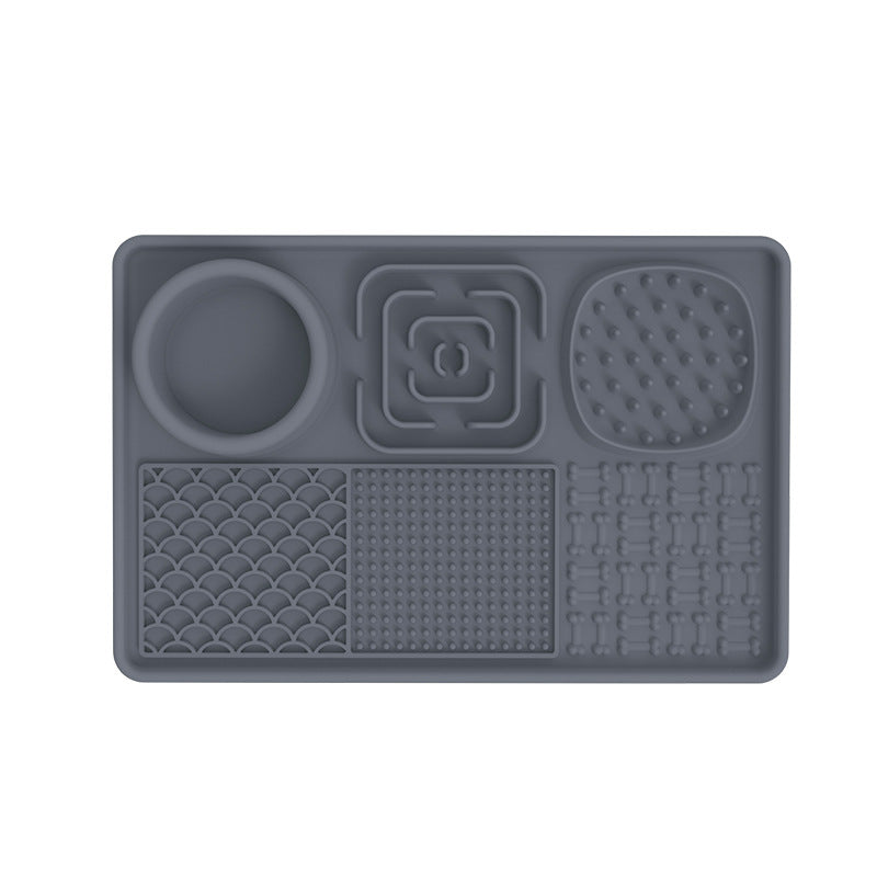 Gray rectangle PawPace slow feeder mat – 30×20cm for medium to large dogs