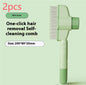 Green 2-pack EasyGroom self-cleaning pet comb flat lay showing both combs and ABS stainless steel build — durable corrosion-resistant grooming tool

