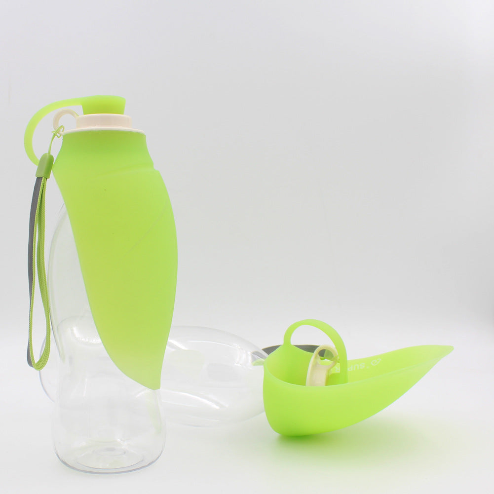 Green FlipSip leak-proof pet water bottle for dogs and cats, lightweight at 230g for easy carrying