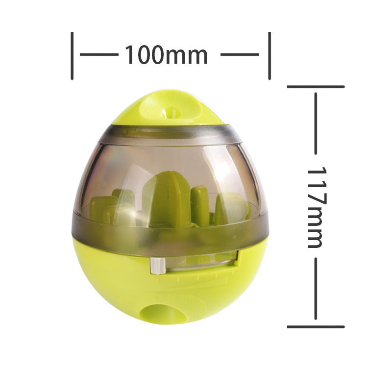 Green RollReward pet treat dispenser ball for dogs and cats — front view showing 20mm treat opening on white background

