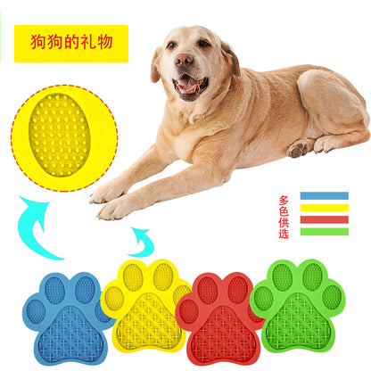 LickEase silicone lick mat flat lay showing paw-shaped surface texture for spreading pet treats


