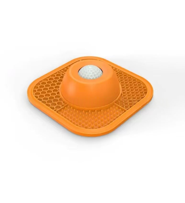 Orange SlowBowl pet slow feeder bowl for dogs — top view showing maze pattern for slow eating and digestion

