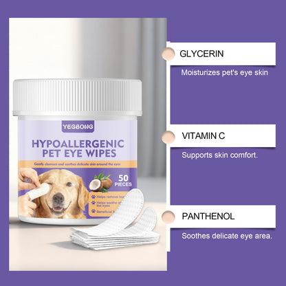 PawClear pet eye wipe with Aloe Vera and Vitamin C formula — safe for dogs, cats, and rabbits

