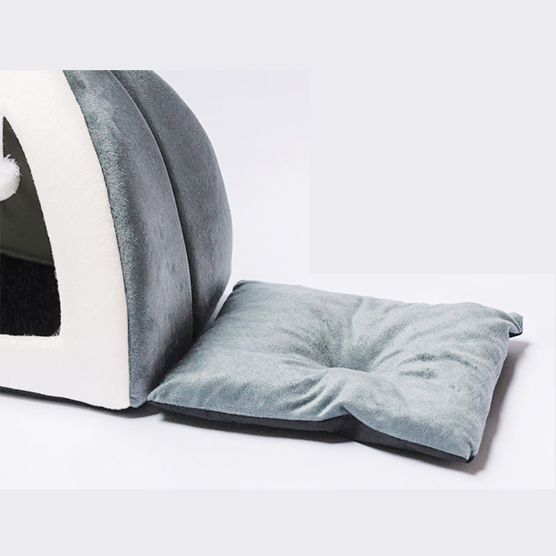 Pink rabbit ear pet bed with adorable ear silhouette – size comparison