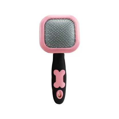 Pink small self-cleaning pet slicker brush for cats and dogs