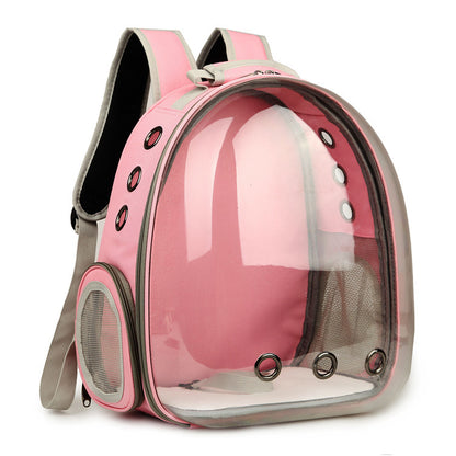 Pink space capsule pet bubble backpack – 360° panoramic bubble window
