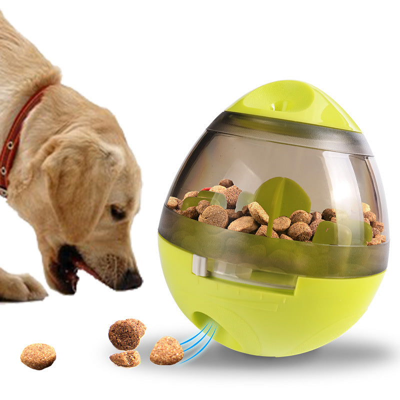 RollReward pet treat dispenser ball for dogs and cats — full product front view on white background showing green and pink variants

