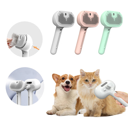 Self-cleaning mist spray pet grooming brush for cats and dogs