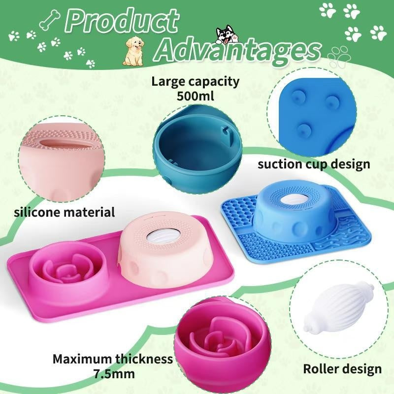 SlowSip silicone lick bowl showing spherical ridged surface texture for slow feeding dogs and cats

