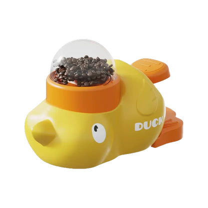 Small yellow duck treat dispenser toy – single unit for cats and dogs