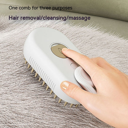 Steam spray function on electric pet grooming brush softening fur
