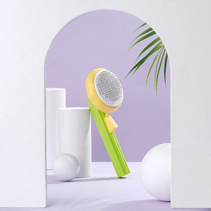 Sunflower yellow PetGroom pet grooming comb colour variant — self-cleaning design for cats and dogs

