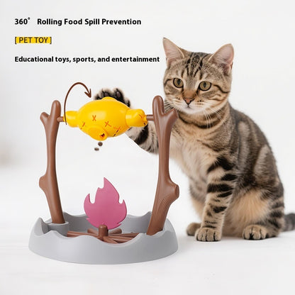 TumbleFeast pet tumbler feeder toy top view showing treat fill opening — 30x30x29cm treat dispenser for cats

