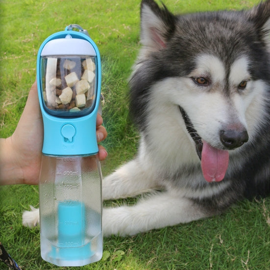Turquoise and pink 3-in-1 pet water bottles – 600ml capacity for long walks