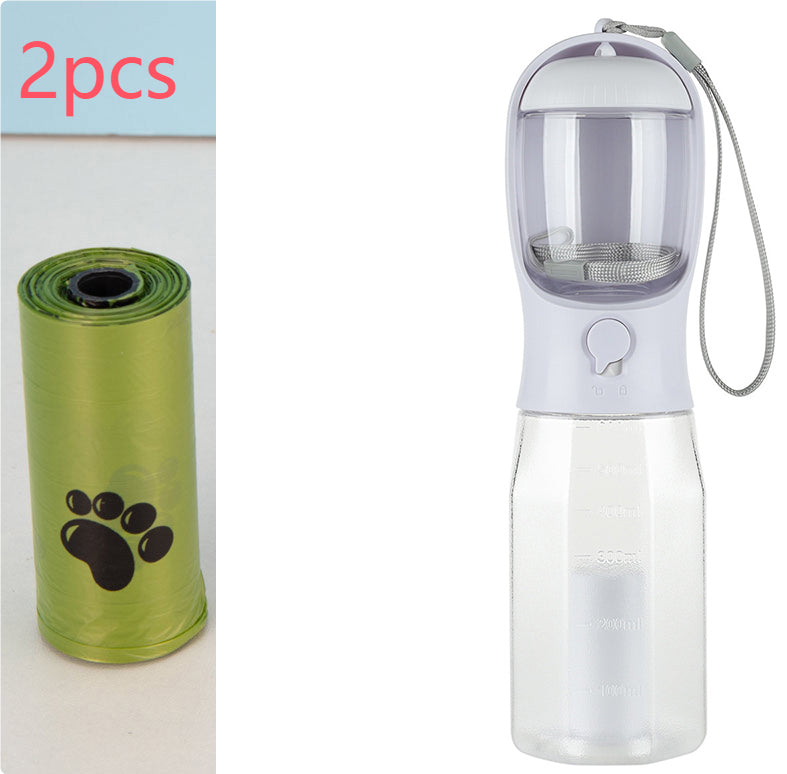 White 2-pack 3-in-1 portable pet water bottles – twin set for two pets