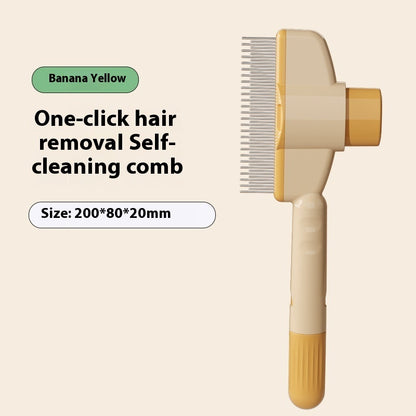 Yellow EasyGroom self-cleaning pet comb single unit for dogs cats and small animals — lightweight and easy to hold

