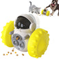 Yellow WobbleTreat pet tumbler treat dispensing toy for dogs and cats — front view on white background

