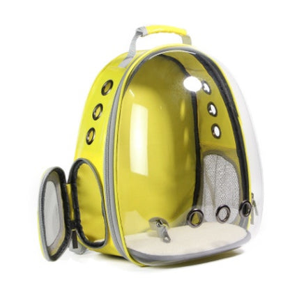 Yellow space capsule pet bubble backpack – lightweight and sturdy