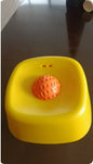 Yellow with orange balls slow-feed lick bowl for dogs and cats